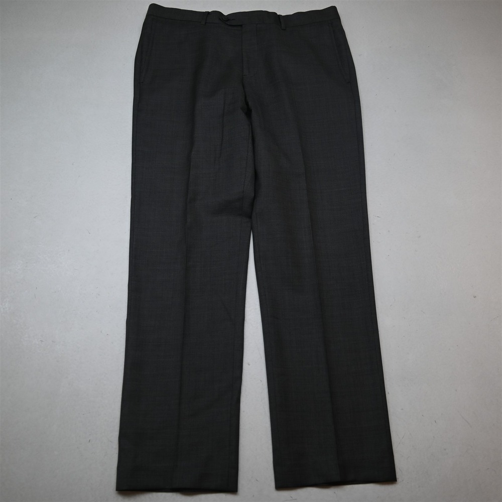 Norstrom 34x32 Gray 100% Wool Flat Front Straight Dress Mens Pants